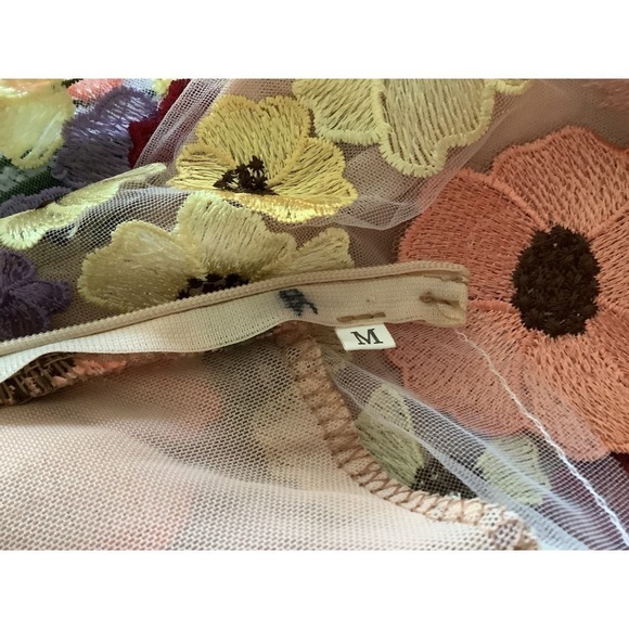 VERY RETRO VERY BOHO EMBROIDERY AND APPLIQUÉ ON FINE NETTING MINI DRESS M NWOT - Picture 11 of 13